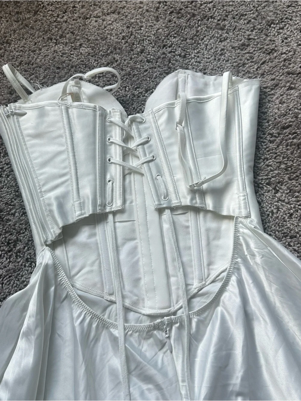 SKIMS White Satin Corset Mini Dress - Picture 4 of 6